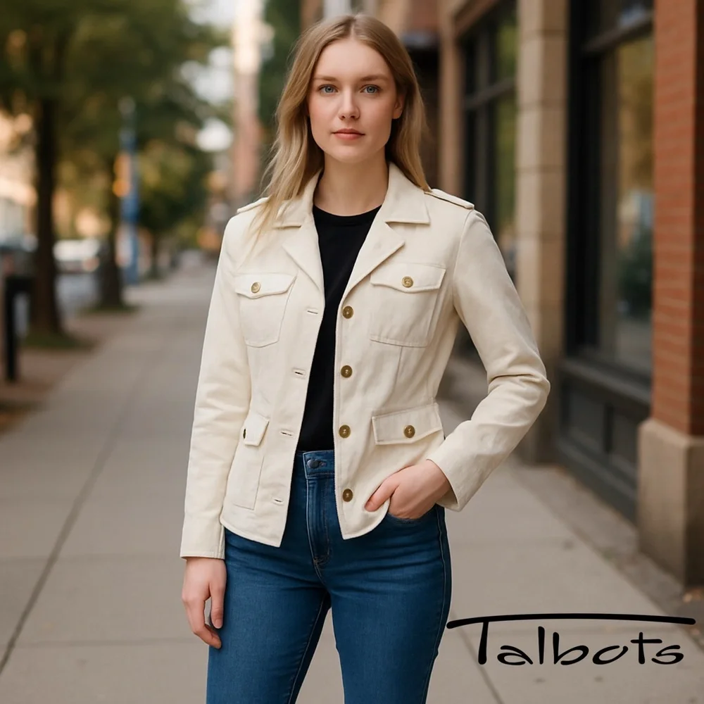 TALBOTS White Button Down Jacket for Women Size 4P - Picture 3 of 16